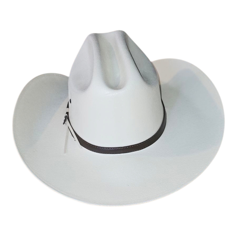 White Cowboy Hat with Black Band - Picture 2 of 5